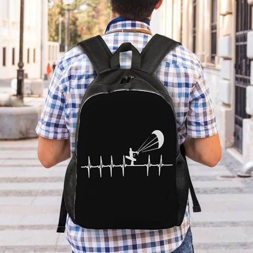 Kitesurfing Heartbeat Backpacks For Men Women Book Bag Travel Hiking Camping Work Lightweight - color: Ye17