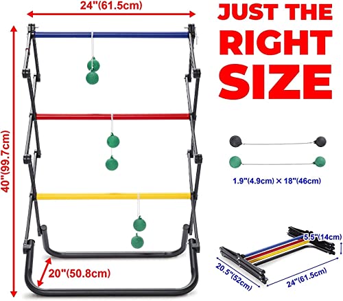 Ladder Toss Games, Ladder Ball Set - Instant Setup, Folding System | Outdoor Games for Backyard Lawn Yard Beach Park & Tailgate, Black, 24.2 x 24.5 x 39.2, (EOL207402020), Set of 2
