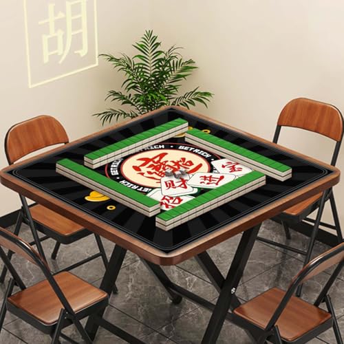 Mahjong Mat, Non-Slip Noise Reducing Game Mat, 31.5 Inch Mahjong Table Mat,Mahjong Mat with Cloth Bag and Carton Storage,Suitable for Mahjong, Dominoes, Solitaire and Other Games. (Rich-Black) - color: Rich-black