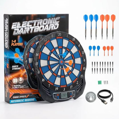 Electronic Dart Board - Professional Dart Board with Digital Scoreboard, LED Display, Soft Tip Darts & Electric Dartboards for Adults, USB-C Power