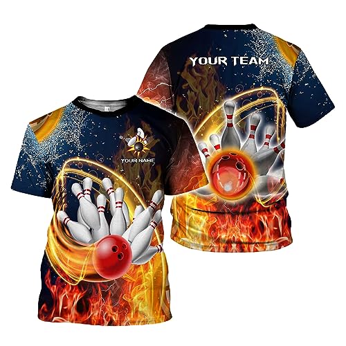 Rivelus Personalized Name Bowling Shirts for Men and Women 3D, Bowling Shirts for Team Bowling, Bowling Shirts Gift - color: Blm27