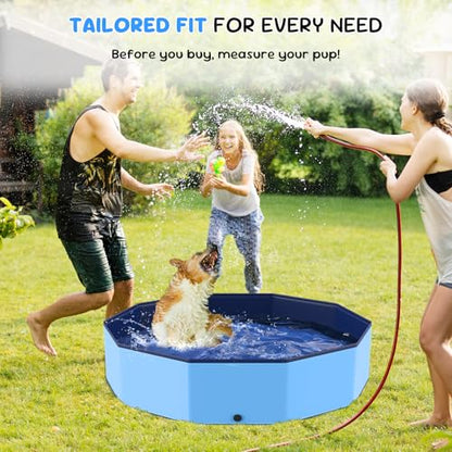 47'' Foldable Dog Pet Bath Pool, Heavy Duty Non-Slip Kiddie Pool, Plastic Pet Wading Pool for Puppy Small Medium Large Dogs, Indoor and Outdoor Kids Pet Dog Bathtub - size: L - 47*12 IN - 90 Gal
