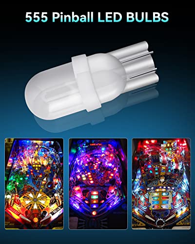 Keiurot 555 Bulb DC AC 6V 6.3V for Pinball Led Bulbs Arcade Pinball Machine Light Bulb Lamp White Nonpolarity, Pack of 10 - color: White, size: T10