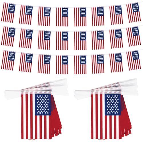 52FT 4th of July Decorations Outdoor, 50 PCS Fourth of July Banner, 5.5 x 8.2 Inches American String Flag Banner for Patriotic Independence Day Fourth of July Accessories Party Home Patio Decor - style: Independence Day