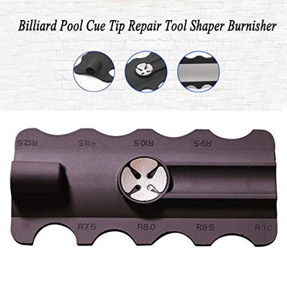 5 in 1 Snooker Pool Cue Repair Kit - Multifunctional Cue Tip Shaper Repair Tools, Shaper/Scuffer/Aerator