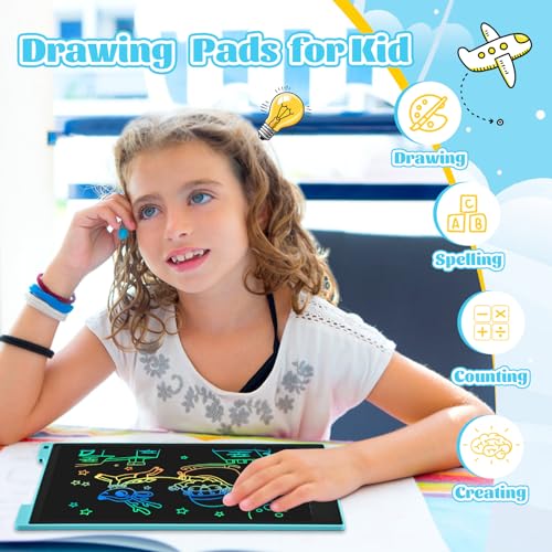 EooCoo Toys for Ages 3-8, 12 Inch LCD Writing Tablet 2 Pack, Preschool Classroom Must Haves, Electronic Drawing Board Drawing Pad, Birthday Gifts for Boys & Girls, Kids Travel Essential - 12 Inch - color: 12”pink&blue
