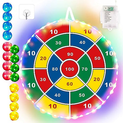 Kids Dart Board Game Set-29 inchs, Board Games with 16 Stick Balls, Summer Indoor Outdoor Toys Games for Kids Ages 4-8, Birthday Party Games Yard Toys for Kids Ages 3 4 5 6 7 8 9 10 11 - style: LED Dart Board