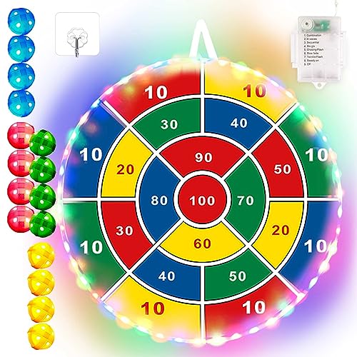 Kids Dart Board Game Set-29 inchs, Board Games with 16 Stick Balls, Summer Indoor Outdoor Toys Games for Kids Ages 4-8, Birthday Party Games Yard Toys for Kids Ages 3 4 5 6 7 8 9 10 11 - style: LED Dart Board