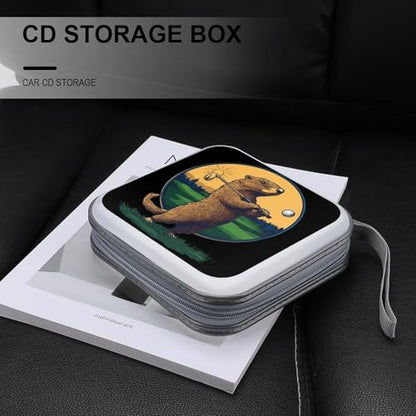 Groundhogs Golf Lover CD Case DVD Storage Holder Binder 40 Capacity | protective,hard case,protable loop,travel car use,zippered closure