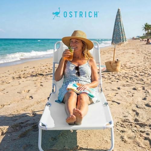 Ostrich 72 by 22 Inch Versatile Chaise Lounge Portable Reclining Lounger, Outdoor Patio, Beach, Lawn, Camping, or Pool Tanning Chair, White - color: White, style: Standard Chaise