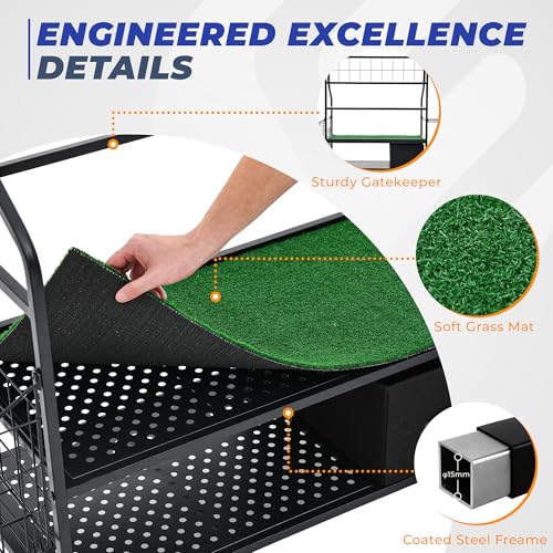 Golf Bag Organizer Storage Rack, Rolling Golf Storage Organizer for Garage, Golf Equipment Holder with Wheels, Turf Mat, Carbon Steel - size: 31.5 in (L) x 15.8 in (W) x 37.4 in (H)