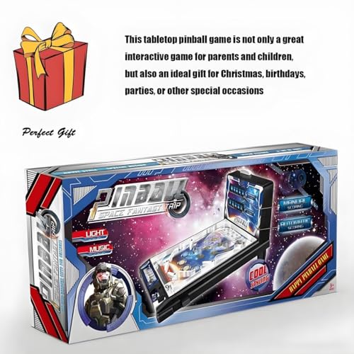 Electronic Tabletop Pinball Game - Retro Arcade Machine with Lights, Sounds and Scoreboard, Desktop Ball Shooting Toy for Family Kids, Birthday Party
