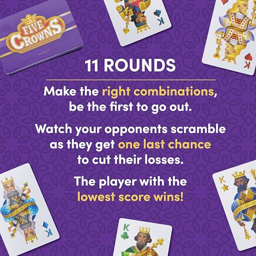 Five Crowns Travel Case Bundle, Cards, Scorecard Included – Card Game for Kids and Adults, Family Game Night, The Game isn’t Over Until The Kings Go Wild!, 5 Suited Rummy Style Card Game, Ages 8+ - style: Five Crowns Travel