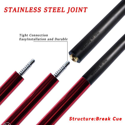 100% Carbon Fiber Shaft Billiard Cue 58" 19-21oz 1/2 Joint Carbon Fiber Pool Cue Stick 12.9mm Cue Tip - color: Red