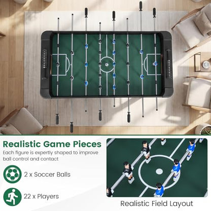 Goplus Foosball Table, 47" Competition Full Size Soccer Game Table with 22 Players, 2 Balls, Home Arcade Football Table Set for Adults, Family Nights, Game Rooms, Parties - color: Black