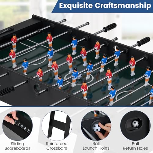 Goplus Folding Foosball Table, 48'' Full Competition Size Freestanding Soccer Game Table with 22 Players, 2 Balls, Space-Saving Foldable Arcade Table for Adults Family Game Night - color: Black