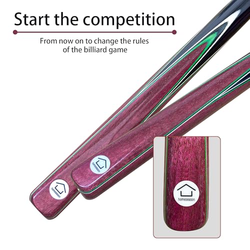 HomeSeason 57inch Snooker Cue Stick 18oz 3/4 Jointed Pool Cue, with Extension, Cue Case, Durable Ash Wood and Red Maple Construction Billiards Cue - color: HSS08