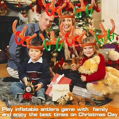 JOYFISCO 2 Set Inflatable Reindeer Ring Toss Game for Christmas Party Favors Supplies Indoor Outdoor Xmas Fun Games for Families