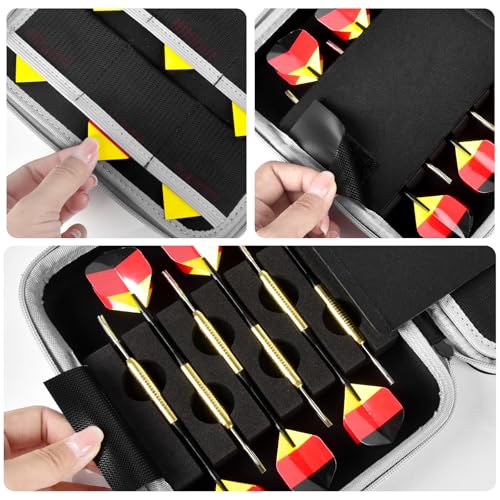 Boobowl Hard Dart Case for Steel and Soft Tip Darts, Holds 12 Darts | Hard EVA Case With 12 Dart Slots, 6 Mesh Pockets And Zipper Storage For Flights, Tips And Shafts; Case Only - Blue - size: Holds for 12pcs Grey