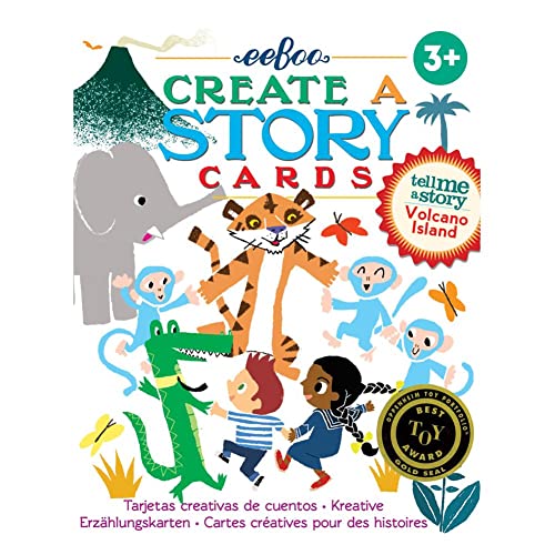 eeBoo: Volcano Island Create a Story Pre-Literacy Cards, 36 Cards with Colorful Characters, Encourages Imagination, for Ages 3 and up - style: Create a Story