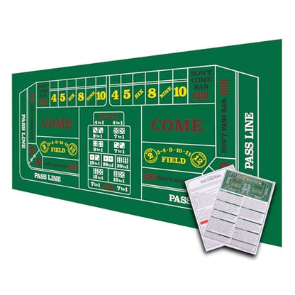 GSE Games & Sports Expert 36" x 72" Casino Layout Felt, Professional Casino Tabletop Mat for Parties, Casino Poker Game Night - style: Craps