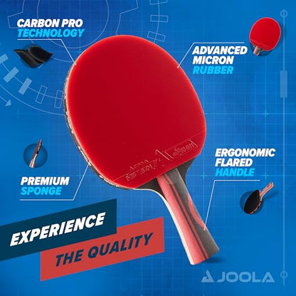JOOLA Infinity Edge - Tournament Performance Carbon Technology - Black Rubber on Both Sides - Competition Ready - Table Tennis Racket for Advanced Training - Designed for Speed - color: Red