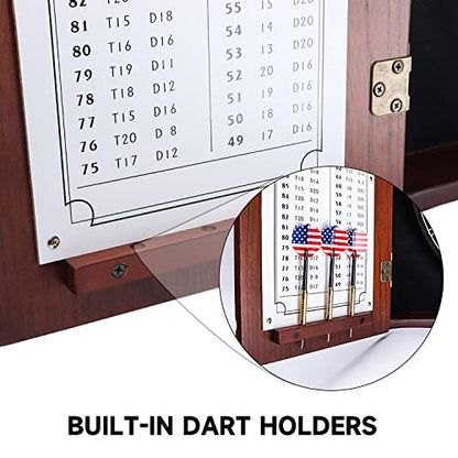 GSE Games & Sports Expert Professional Solid Wood Classic Official Size Dartboard Cabinet with Dart Scoreboard for Game Room. Dartboard & Darts Not Included