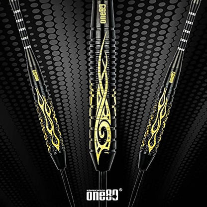 ONE80 Professional Steel Tip Darts Set in 12 Pack with Extra Flights and Shafts - style: Brass Barrel