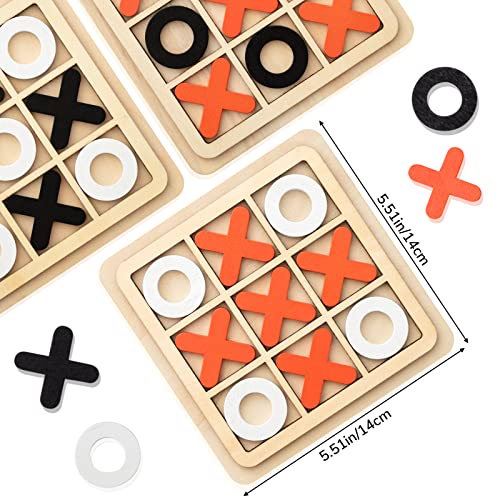 Libima 12 Pcs Wooden Tic Tac Toe Game Mini Family Board Games Classical Puzzle Chess Tabletop for Senior Games, Educational Toys for Birthday /road Trip/travel/ Strategy Toys(Classic Color)
