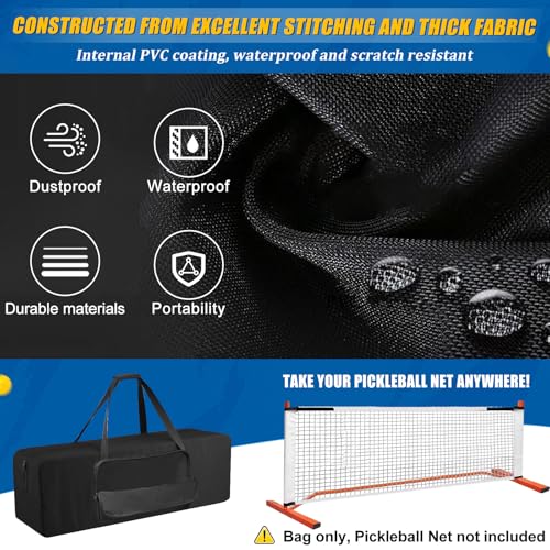 Pickleball Net Set Replacement Bag, [Thick Fabric+Front Pocket] Portable Pickle Ball Carrying Case For Badminton Net | Heavy-Duty Water-Resistant Storage Bag| With Sturdy Handle, Black