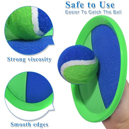 Toss and Catch Ball Set, Paddle Catch Ball and Toss Game for Kids, Great Beach Games/Backyard Games/Outdoor Games for Kids and Family - size: 2 Paddles, 2 Balls