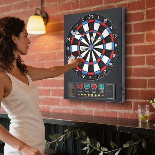 Electronic Dart Board,Dart Board Electronic Scoreboard for 16 Players, Electric Soft Tip Dartboard Set with 27 Games & 243 Variations for Unlimited Entertainment