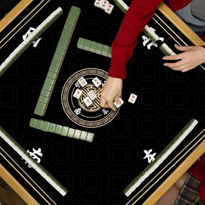 Mahjong Mat, Non-Slip Noise Reducing Game Mat, 31.5 Inch Mahjong Table Mat,Mahjong Mat with Cloth Bag and Carton Storage,Suitable for Mahjong, Dominoes, Solitaire and Other Games. (Black) - color: Black