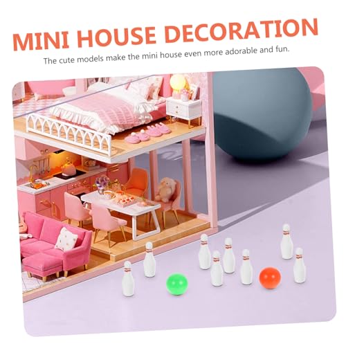 Miniature Bowling Set with Pins and Balls Bowling Game for Dollhouse Decor Lightweight and Portable for Family Entertainment and Imaginative Play