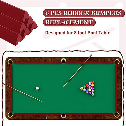 Syhood Set of 6 K66 Rubber Bumpers Pool Table Bumpers Replacement Pool Table Rail Cushions 8 Foot Billiard Rail Rubber Cushions for Pool Table Accessories - color: Red