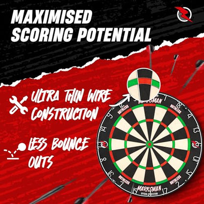 Ruthless | Marksman Dart Board | Professional Level Ultra Thin Wire Sisal Dartboard for Steel Tip Darts (DB072)