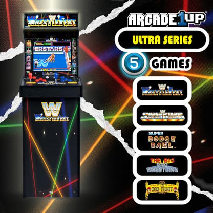 Arcade Classics - WWE Ultra Series Game Machine, 5 Games, 17" Liquid Crystal Screen - Indoor Cabinet, Retro, Gaming Console, Basement Decoration, Man Cave - style: WWE Ultra Series