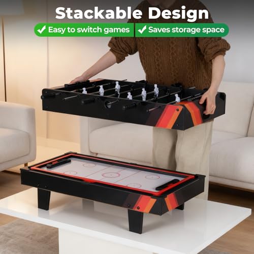 GYMAX 4 in 1 Multi Game Table, 32" Combo Game Table Set Includes Foosball, Pool Table, Hockey, Ping Pong Tabletops w/Accessories for Kids & Adults, Home, Game Room, Family Nights - color: Black