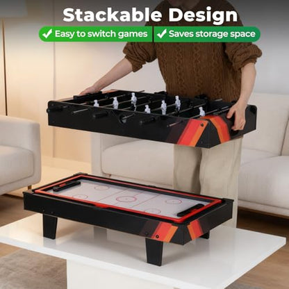 GYMAX 4 in 1 Multi Game Table, 32" Combo Game Table Set Includes Foosball, Pool Table, Hockey, Ping Pong Tabletops w/Accessories for Kids & Adults, Home, Game Room, Family Nights - color: Black