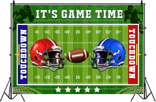 Football Field Backdrop Football Stadium Green Lawn Photography Background Rugby Ball Sports Themed Decor Banner Touchdown Sport Party Supplies for Birthday Baby Shower 10x7ft FULC06 - size: 10x7ft