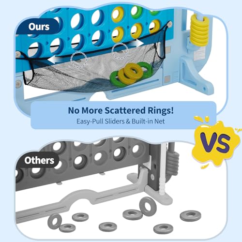 GarveeLife Gaint Connect 4 Jumbo Yard Game for Outdoor, 4-in-1 Jumbo Connect Game Set, with Whale Design, Basketball Hoop, Mini Golf & Ring Toss, for Family Game Kids Adults