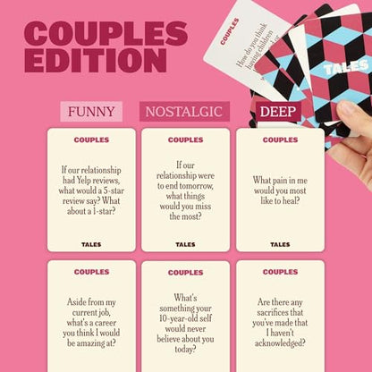 TALES 150 Conversation Starter Cards, Couples Edition, Prompts for Deeper Connection, Date Night Ideas, Anniversaries, and Quality Time Together - color: Couples Edition