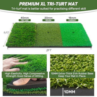 Golf Net with Practice Mat,Golf Hitting Aid Nets 10x7FT for Backyard Driving Chipping Training Swing with Target Mat Balls for Outdoor Indoor，Gifts for Men Dad Him and Golfer