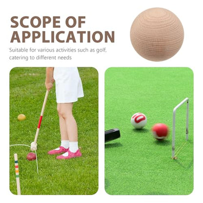 TOYANDONA Beech Wood Croquet Golf Ball Set 3Pcs for Outdoor Lawn Games Fun Durable Round Balls for Multiple Players