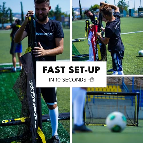 BazookaGoal Original Solid Frame Pop Up Goal - Folding Mini Soccer Goal for Kids and Adults - Portable Goal Post - Easy to Set-up & Steady - Single Unit (1 Goal Included) - size: 6 x 3 ft, style: PVC - Black