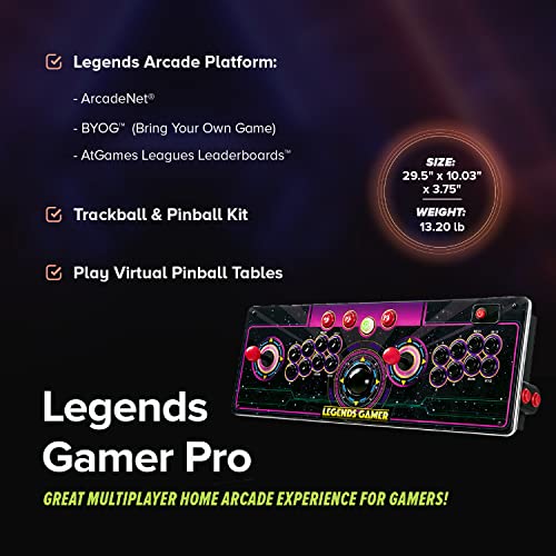 Legends Gamer Pro, Deluxe Table Top Arcade Game Machine, Home Arcade, Classic Retro Video Games, 150 Licensed Arcade & Games, Includes Action Fighting Puzzle Sports & More, WiFi Connectivity