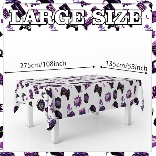 Purple Video Game Party Tablecloth Gamer Birthday Party Supplies Level Up Decorations High Score Video Gaming Theme Table Cover for Dining Banquet Fiesta Picnic Anniversary Wedding Party Decorations - size: Purple