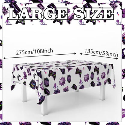 Purple Video Game Party Tablecloth Gamer Birthday Party Supplies Level Up Decorations High Score Video Gaming Theme Table Cover for Dining Banquet Fiesta Picnic Anniversary Wedding Party Decorations - size: Purple