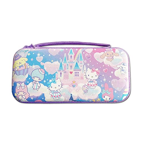 PERFECTSIGHT Switch Carrying Case for Nintendo Switch OLED, Cute Portable Travel Switch OLED Carry Case Inner Protective Storage Bag for NS Console & Accessories (Purple Party) - color: Purple Party