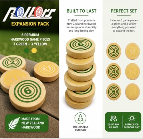 Rollors Backyard Game Expansion Pack (Disks Only) | Wooden Yard Game, Combining Horseshoes, Bocce, Bowling, Fun for All Ages and Families